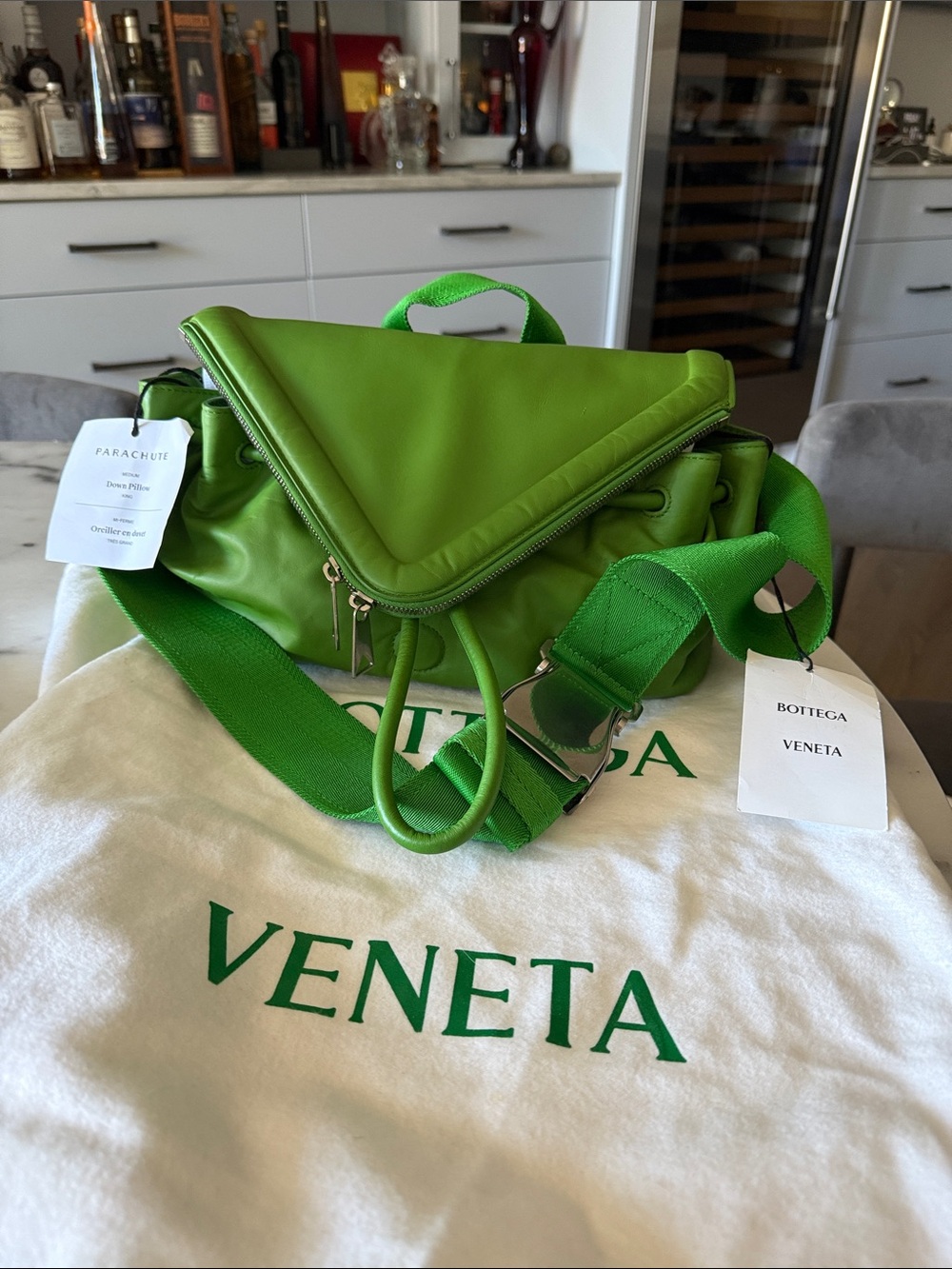Bottega Veneta Vibrant Green Parachute Crossbody Bag
